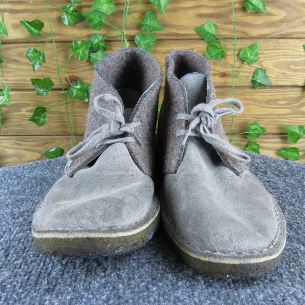 Clarks Originals Men 7.5 Gray Suede Wool Desert Boots Casual‎ Comfort